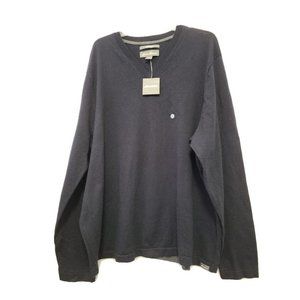 Eddie Bauer Men's V Neck Merino Wool Blend Sweater 2XL Navy NWT
